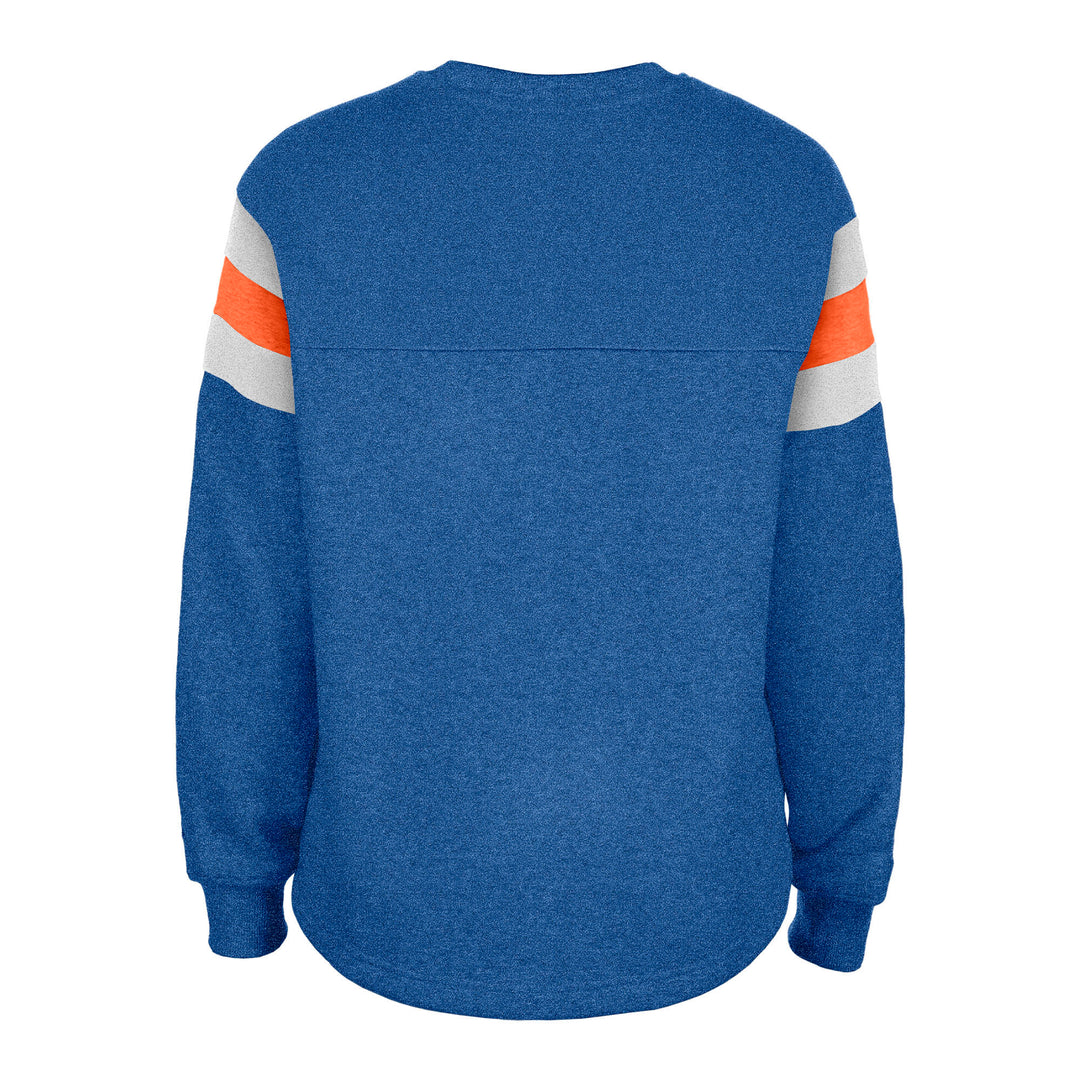 Edmonton Oilers Youth Girls New Era Throwback Blue Crewneck Sweatshirt