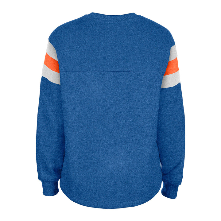 Edmonton Oilers Youth Girls New Era Throwback Blue Crewneck Sweatshirt