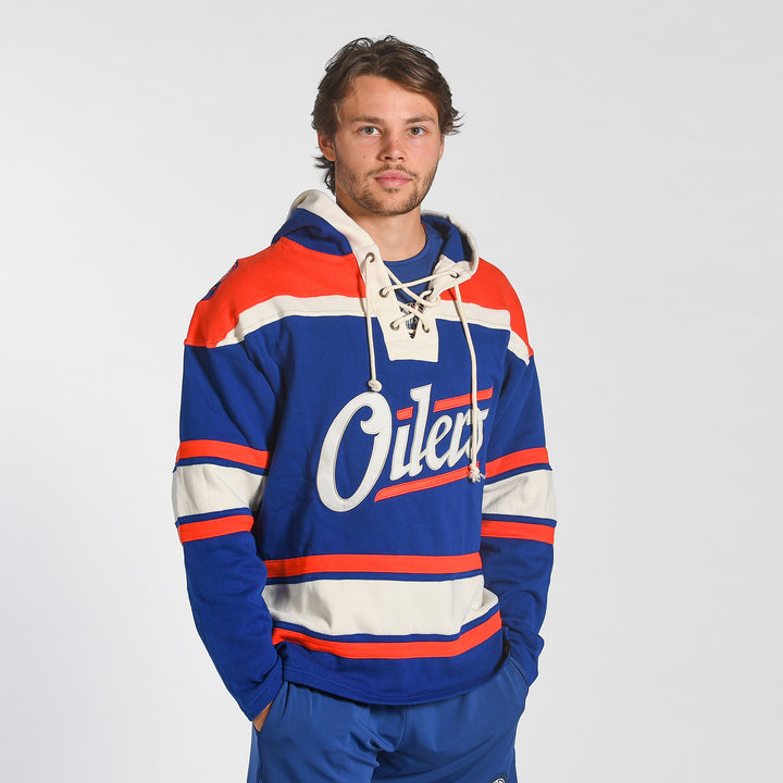 Edmonton Oilers '47 Alternate Logo Blue Lacer Hoodie