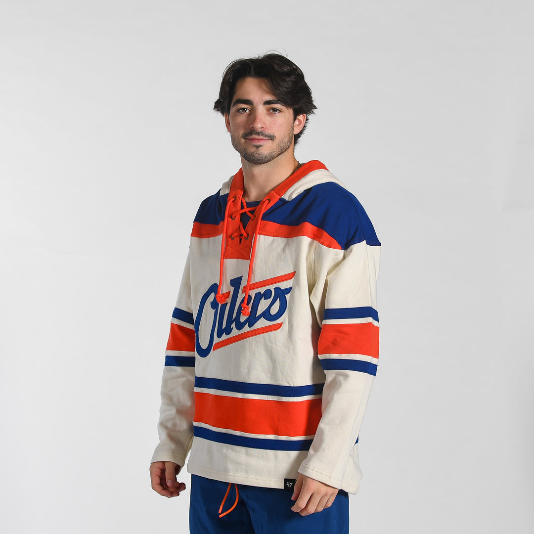 Edmonton Oilers '47 Alternate Logo Cream Lacer Hoodie