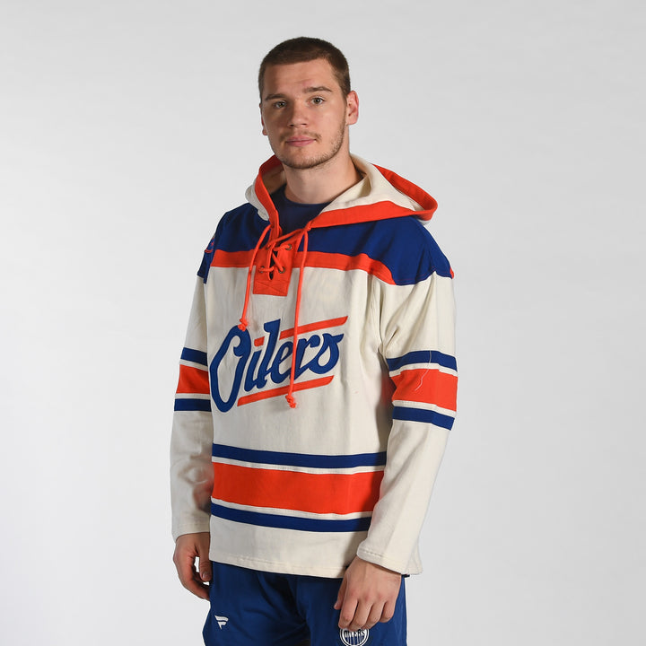 Edmonton Oilers '47 Alternate Logo Cream Lacer Hoodie