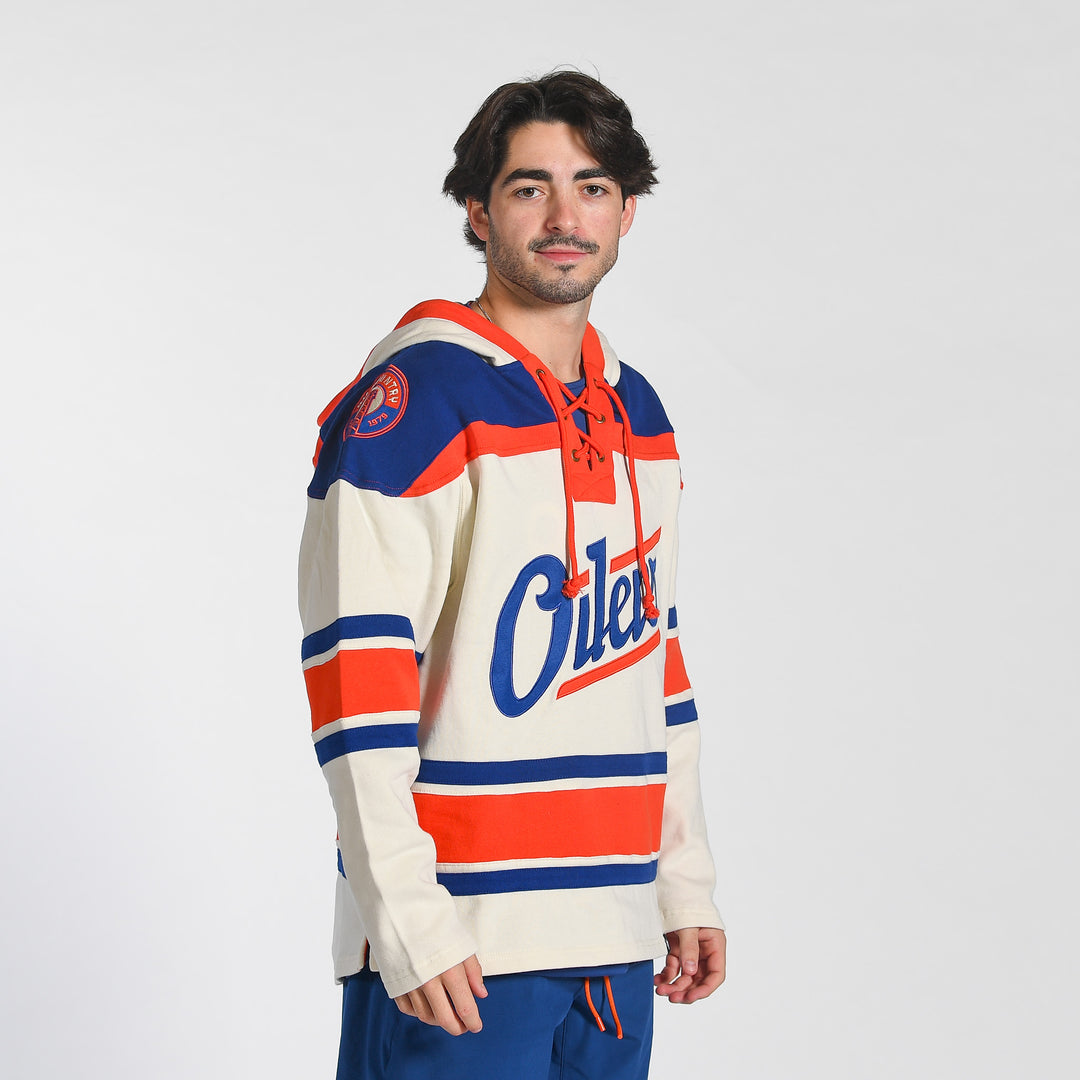Edmonton Oilers '47 Alternate Logo Cream Lacer Hoodie