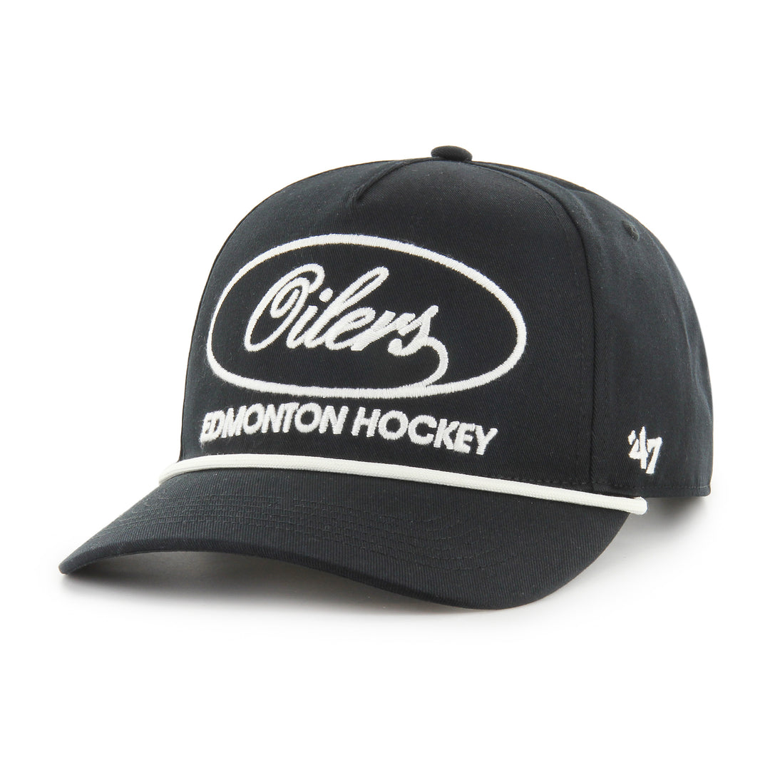 Edmonton Oilers '47 Black Foundational Hitch RF Snapback Hat