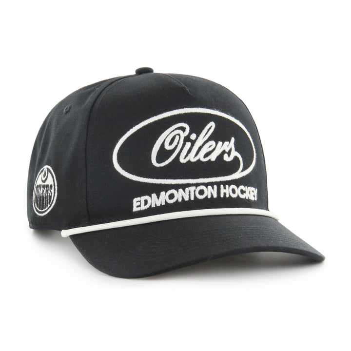 Edmonton Oilers '47 Black Foundational Hitch RF Snapback Hat
