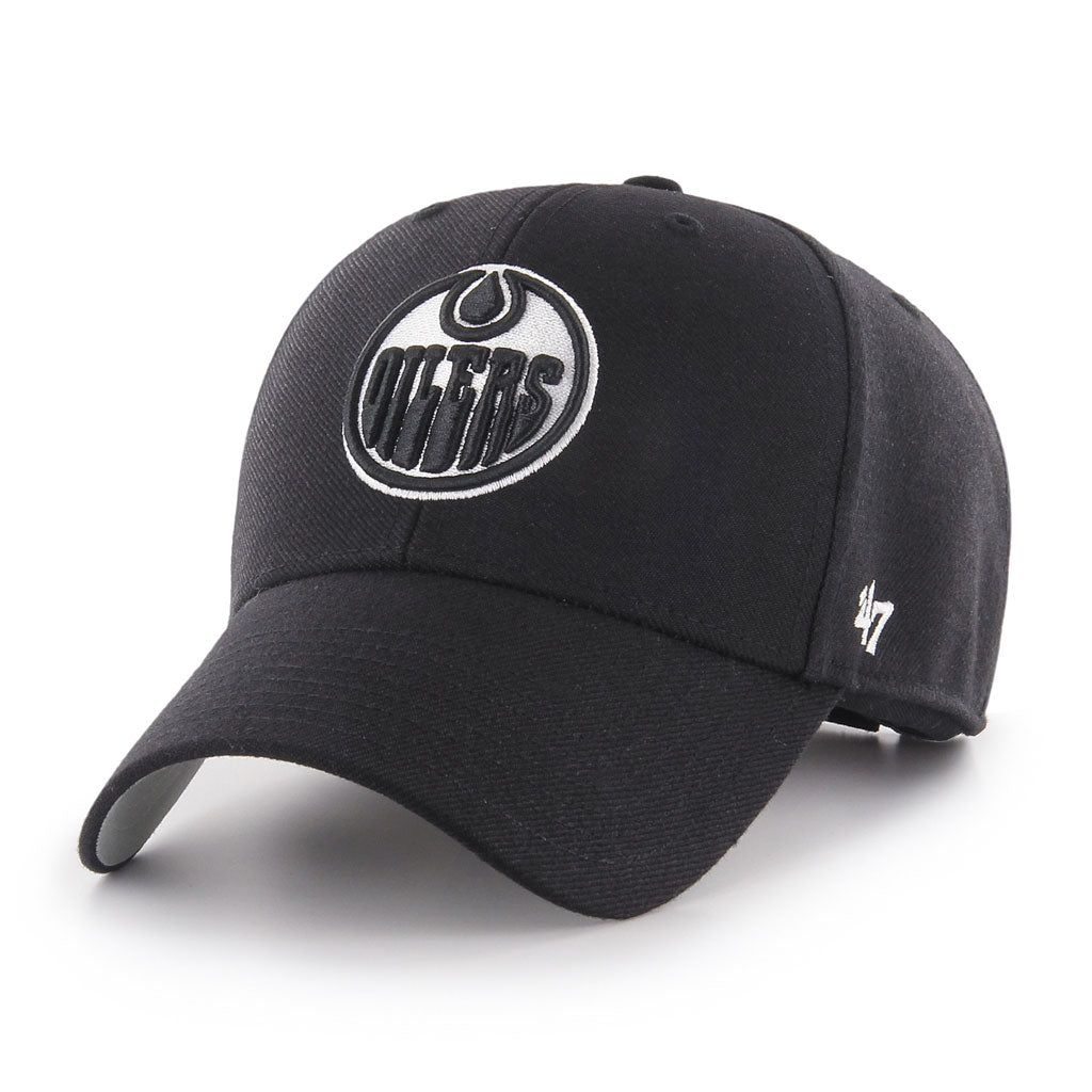 Edmonton Oilers '47 Black & White Sure Shot MVP Snapback Hat