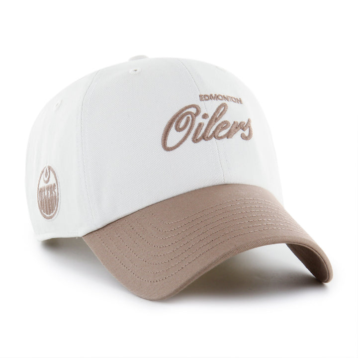 Edmonton Oilers '47 White & Brown Foundational TT Clean Up Adjustable Hat