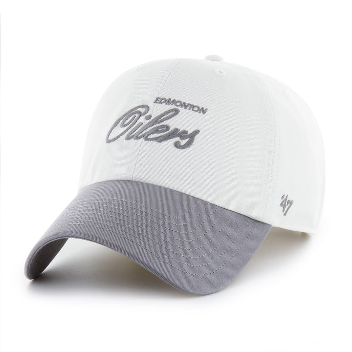 Edmonton Oilers '47 White & Grey Foundational TT Clean Up Adjustable Hat