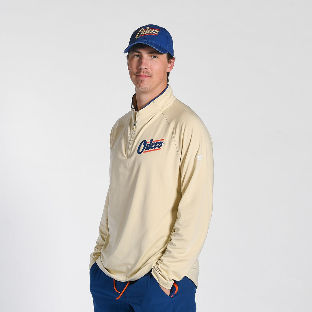 Edmonton Oilers Fanatics Authentic Pro Cream Alternate Half-Zip Sweatshirt