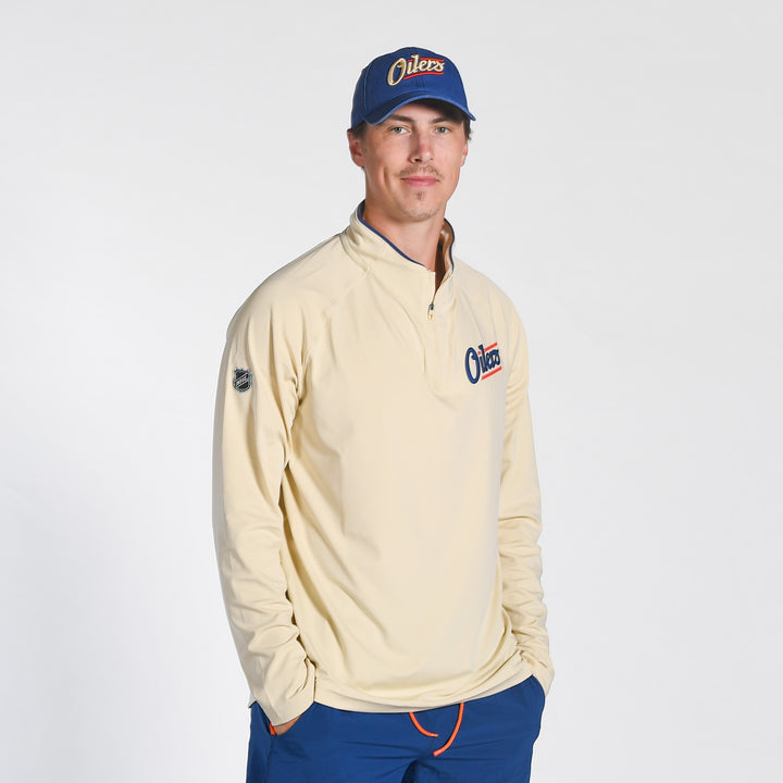 Edmonton Oilers Fanatics Authentic Pro Cream Alternate Half-Zip Sweatshirt