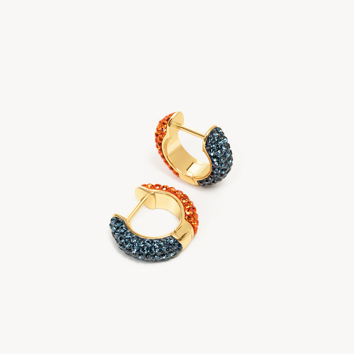 Edmonton Oilers Hillberg & Berk Navy & Orange Sparkle Reversible Hoop Earrings