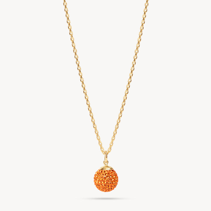 Edmonton Oilers Hillberg & Berk Orange Sparkle Ball Necklace