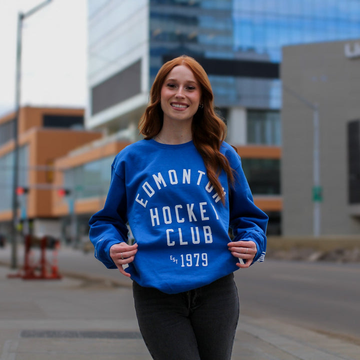 Edmonton Oilers Unisex Peace Collective Essentials Royal Heavyweight Crewneck Sweatshirt