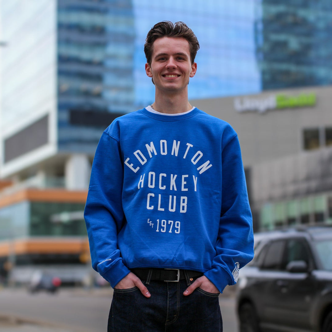 Edmonton Oilers Unisex Peace Collective Essentials Royal Heavyweight Crewneck Sweatshirt