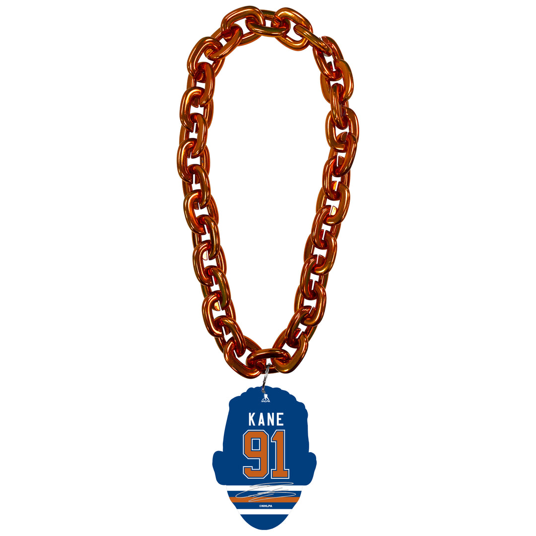 Evander Kane Edmonton Oilers Orange Player Face Fan Chain Necklace