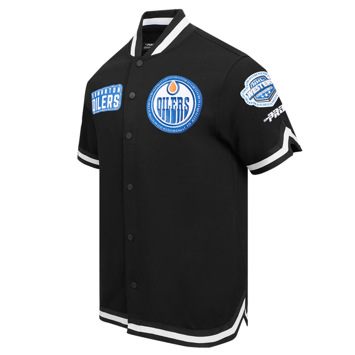 Edmonton Oilers Pro Standard Pick Stitch Black Short Sleeve Jacket