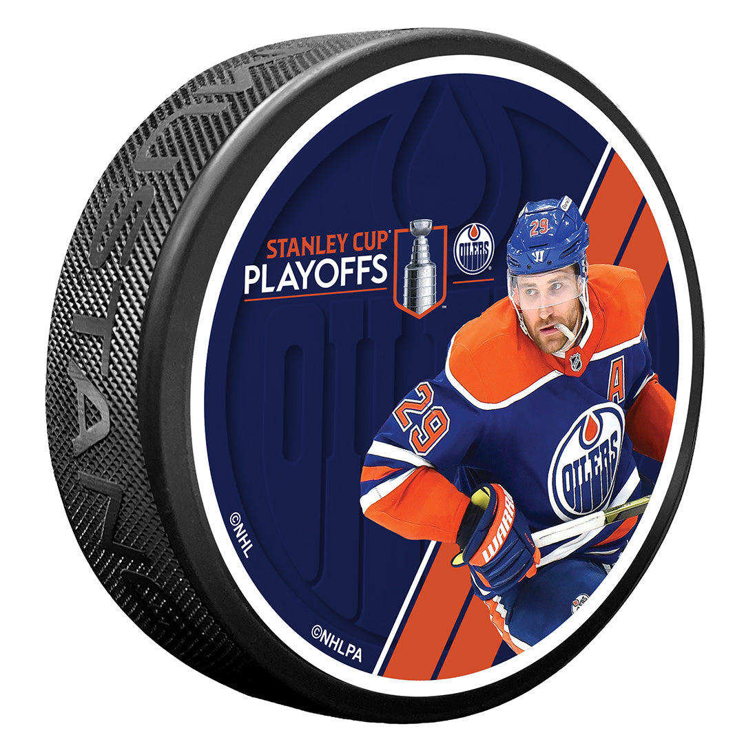 Leon Draisaitl Edmonton Oilers 2025 Stanley Cup Playoffs Puck