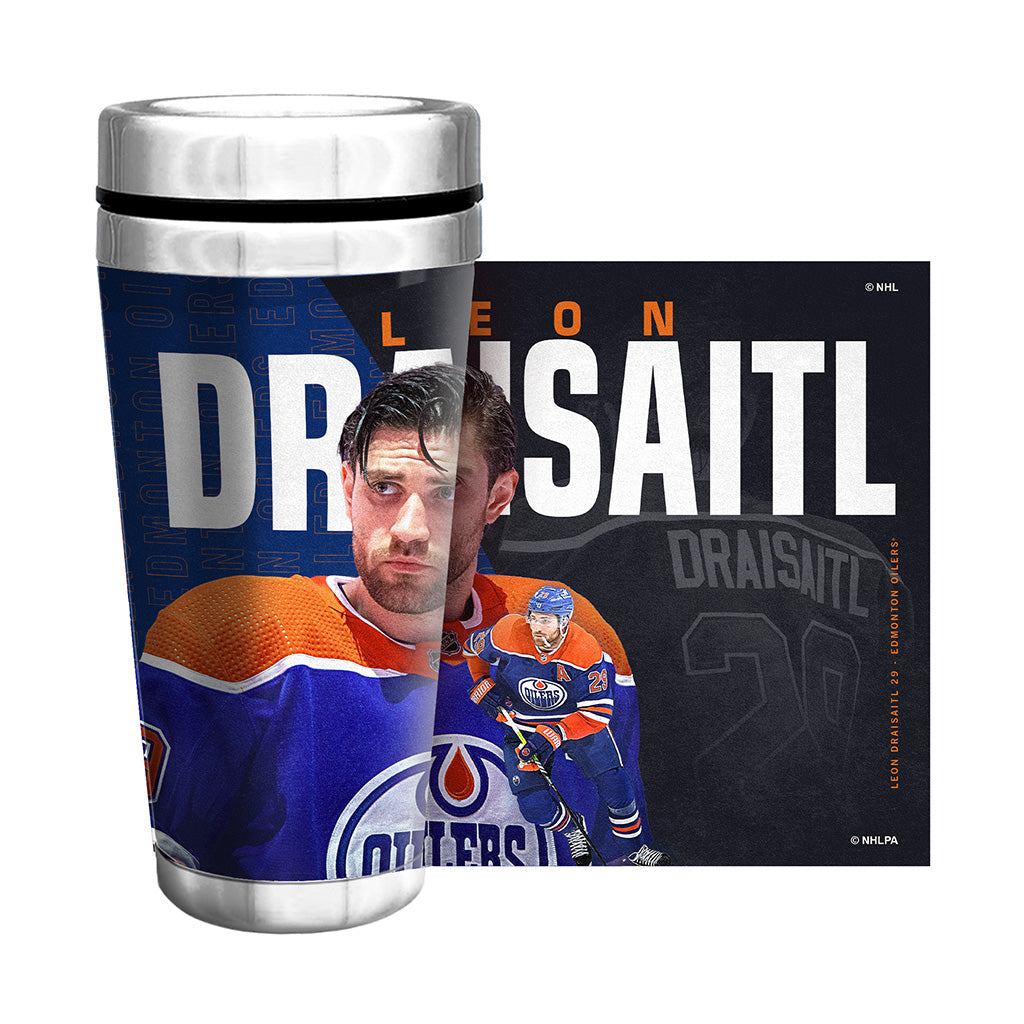 Leon Draisaitl Edmonton Oilers Full Wrap 16oz Travel Mug