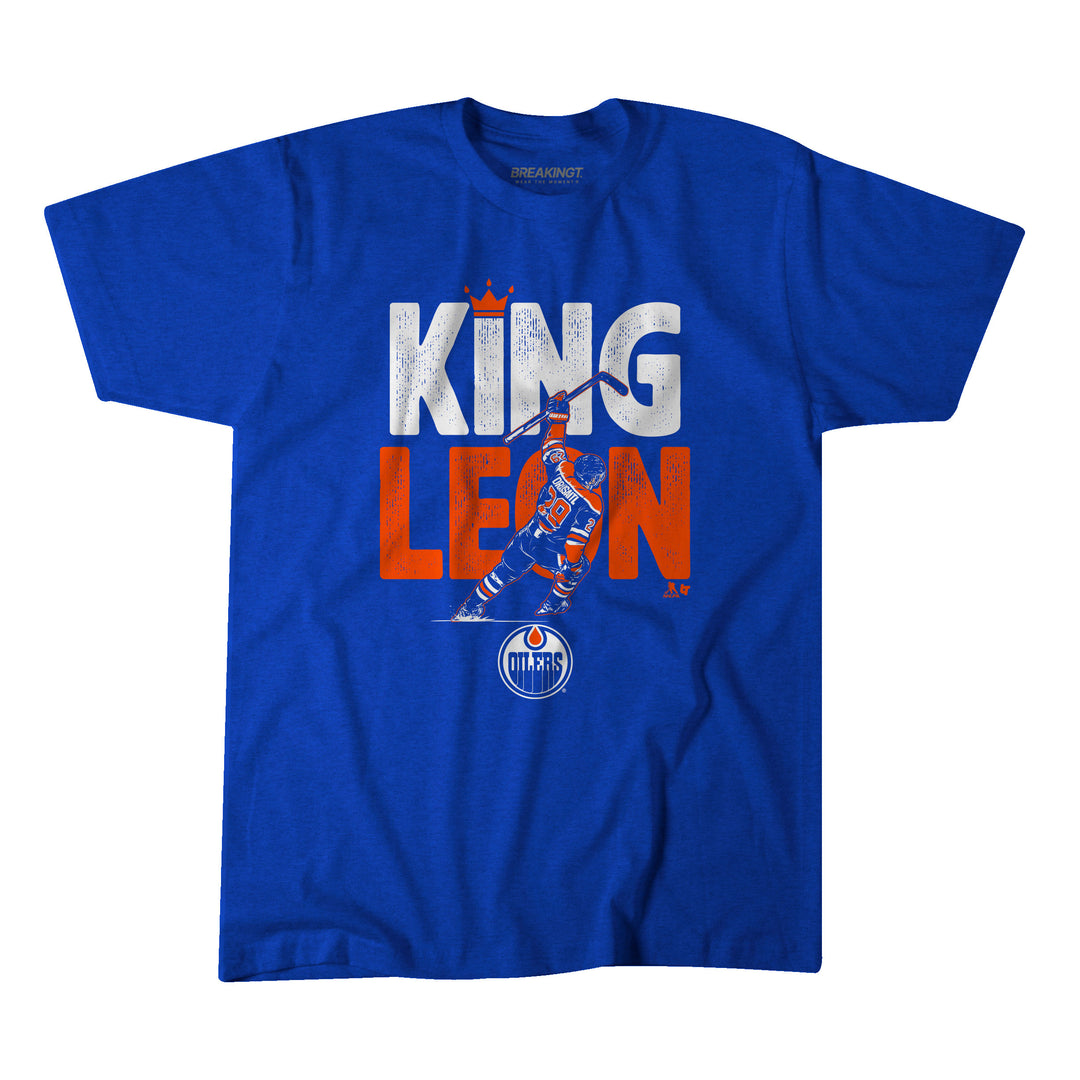 Leon Draisaitl Edmonton Oilers "King Leon" Blue T-Shirt