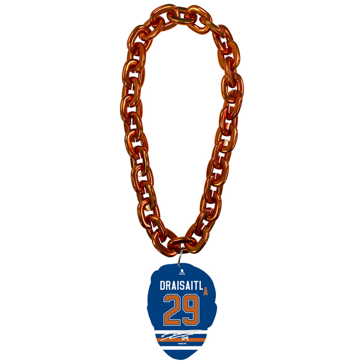Leon Draisaitl Edmonton Oilers Orange Player Face Fan Chain Necklace