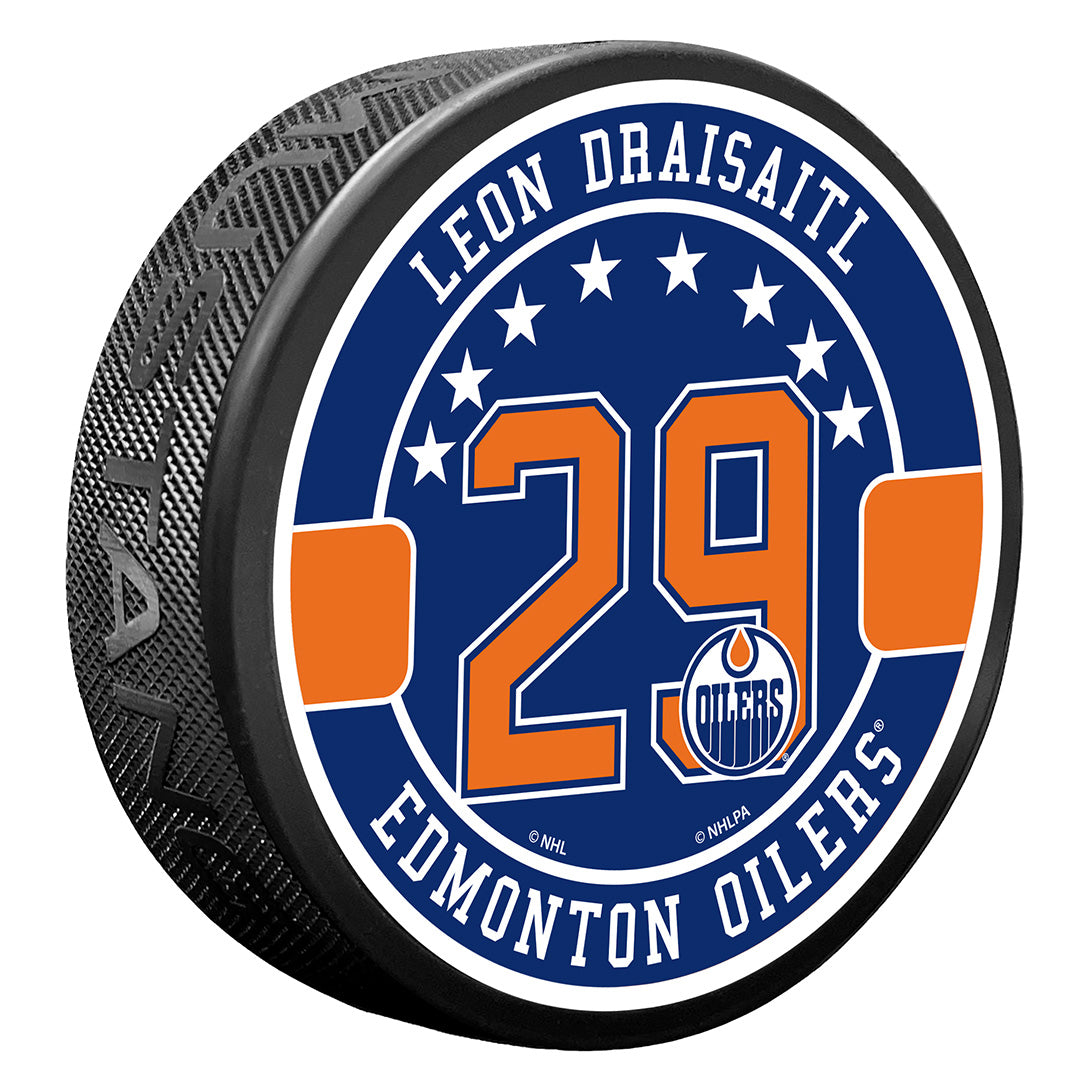 Leon Draisaitl Edmonton Oilers Textured First Star Puck