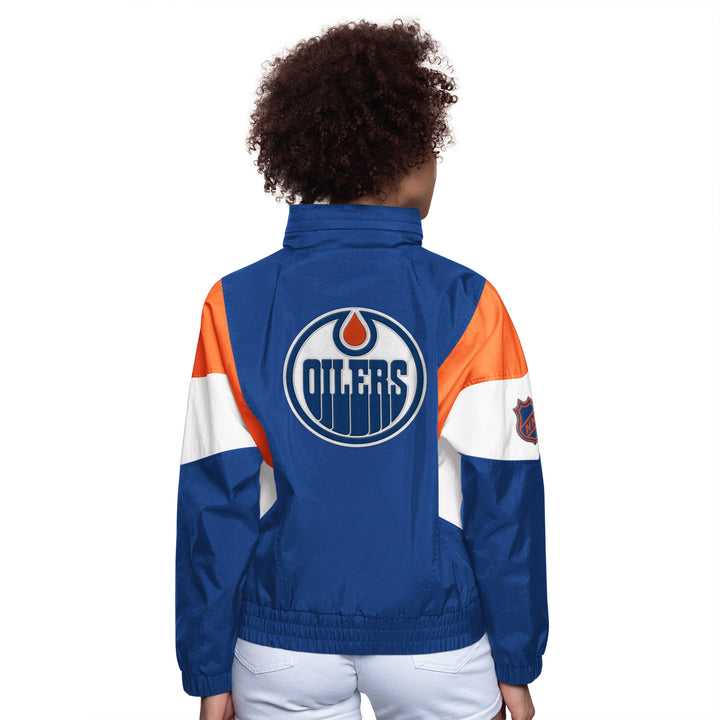 Edmonton Oilers Women's Starter Royal Zone Blitz Half-Zip Jacket