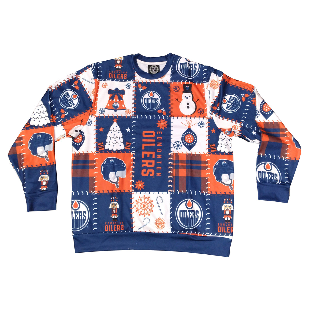Edmonton Oilers Forever Collectibles Printed Holiday Sweater Crewneck Sweatshirt