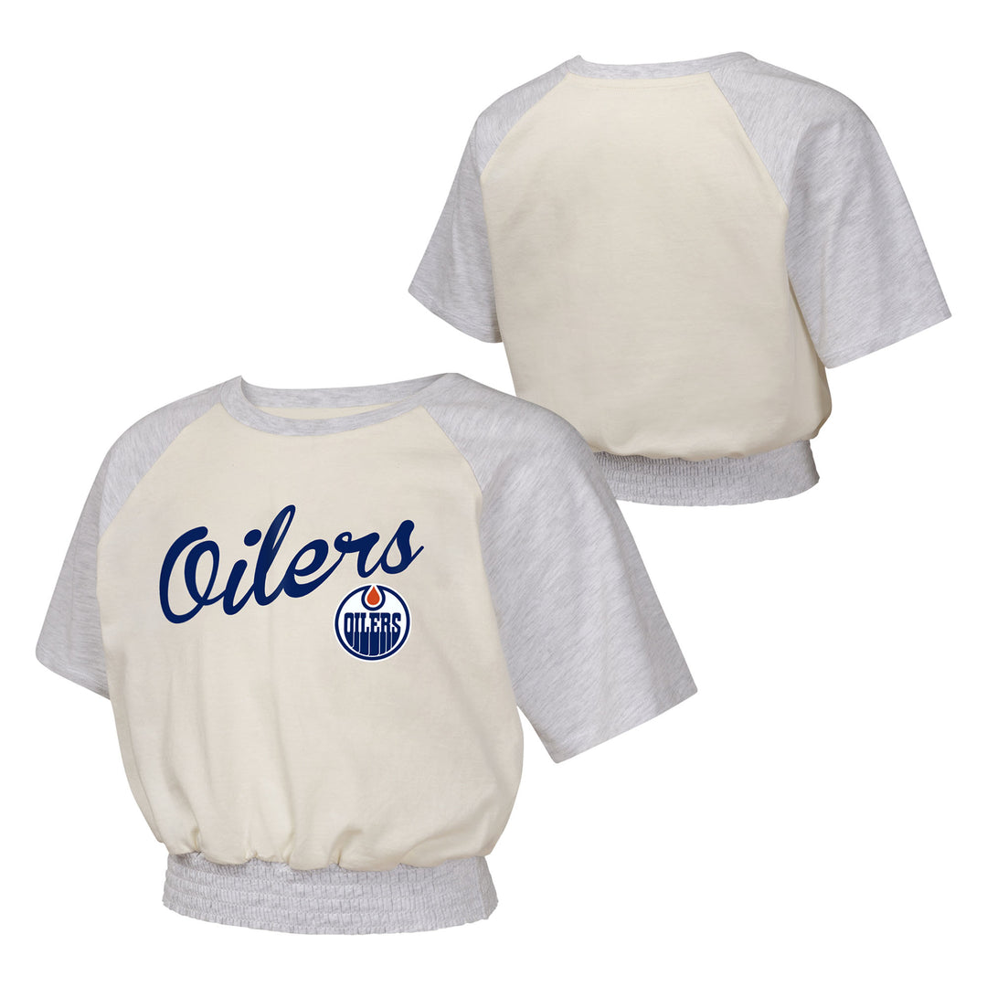 Edmonton Oilers Girls Youth Outerstuff Defensive Line White Tee