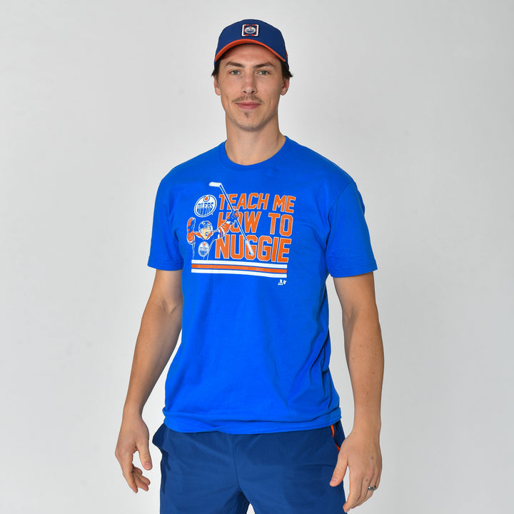 Ryan Nugent-Hopkins Edmonton Oilers “Teach Me How To Nuggie” Blue T-Shirt