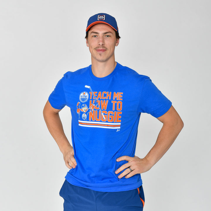Ryan Nugent-Hopkins Edmonton Oilers “Teach Me How To Nuggie” Blue T-Shirt