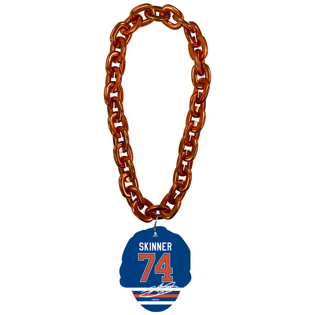 Stuart Skinner Edmonton Oilers Orange Player Face Fan Chain Necklace
