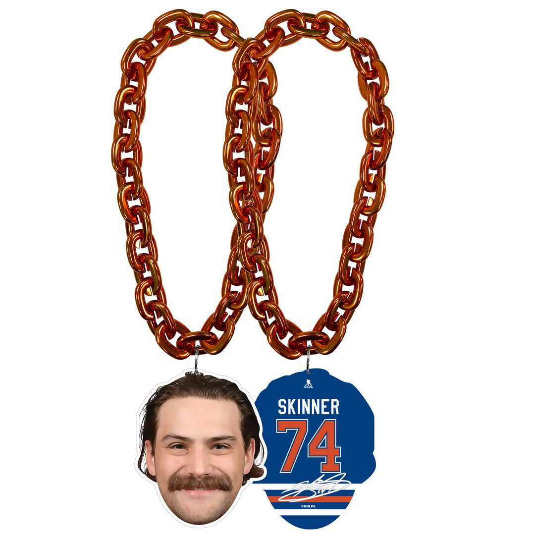 Stuart Skinner Edmonton Oilers Orange Player Face Fan Chain Necklace
