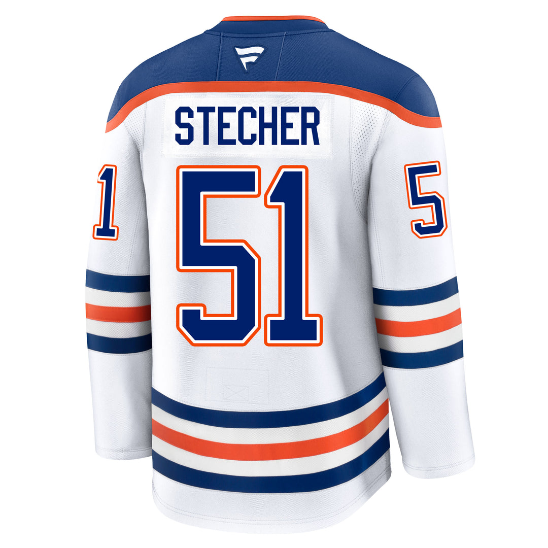Troy Stecher Edmonton Oilers Fanatics Premium White Away Jersey