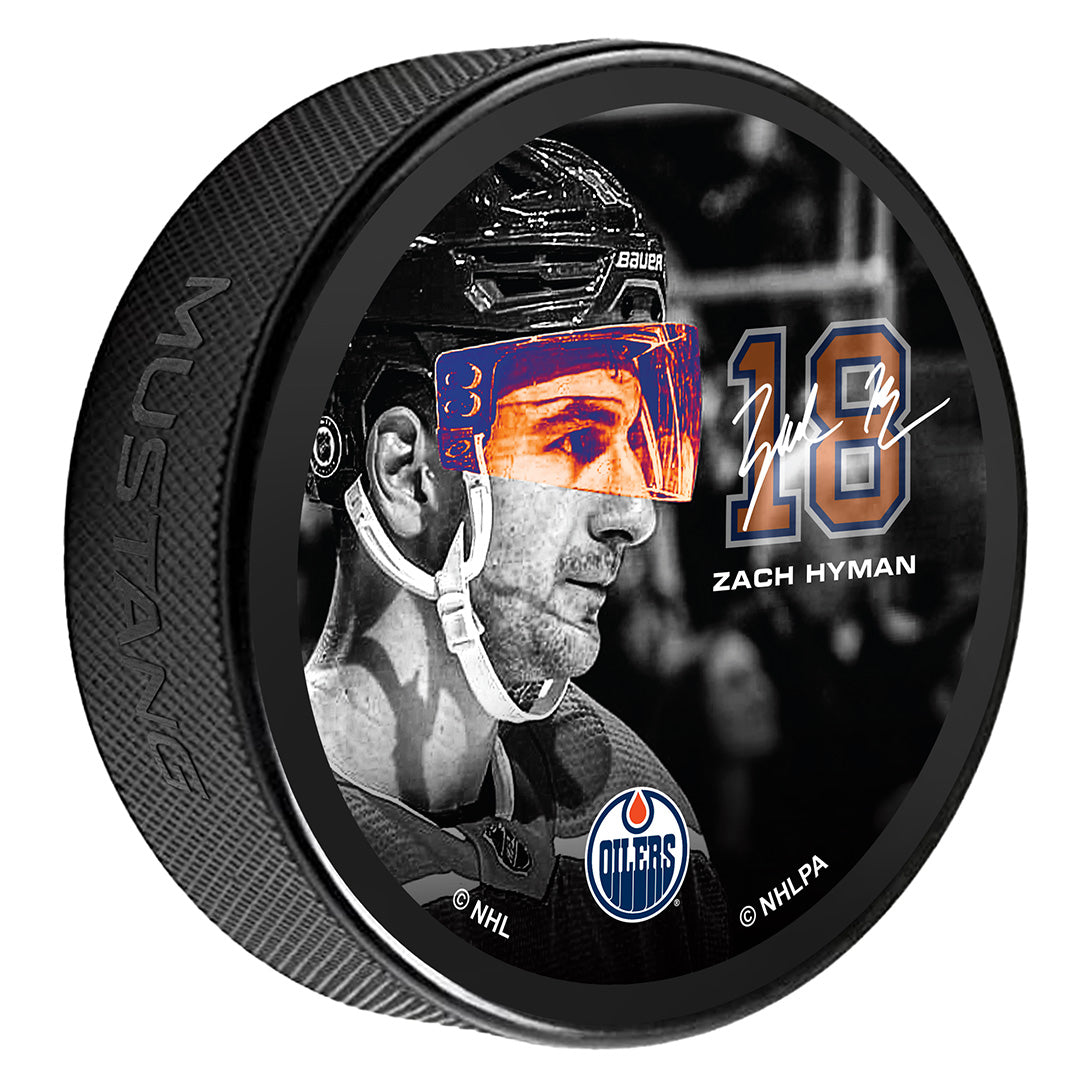 Zach Hyman Edmonton Oilers Neon Printed Puck