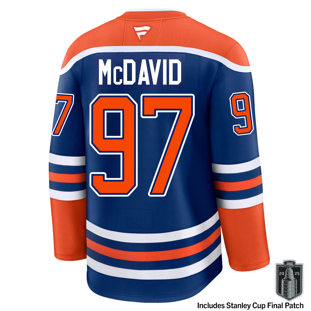 Connor McDavid Edmonton Oilers Fanatics Premium Royal Blue Home Jersey w/ STANLEY CUP FINAL PATCH *HEAT PRESSED