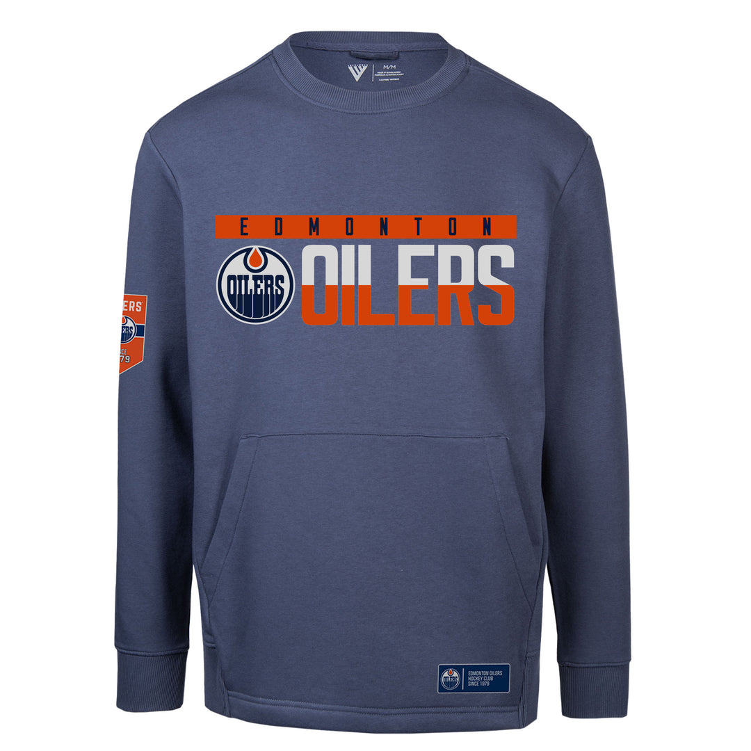 Edmonton Oilers Alliance Club Text Navy Crewneck Sweatshirt