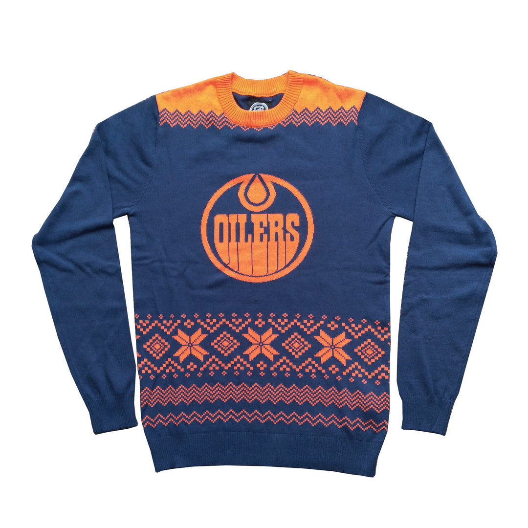 Edmonton Oilers Forever Collectibles Navy Alternate Logo Christmas/Holiday Sweater