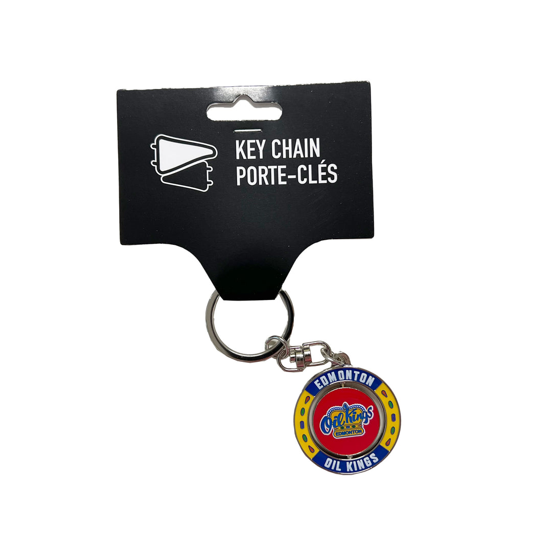Edmonton Oil Kings Flip Custom Red & Blue Spinning Keychain