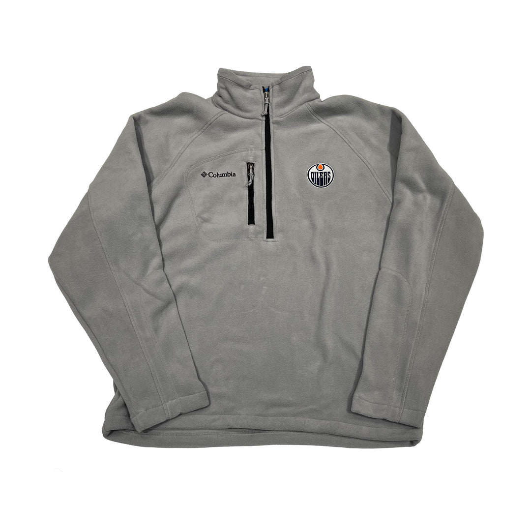 Edmonton Oilers Columbia Grey Fast Trek Half Zip Fleece Jacket
