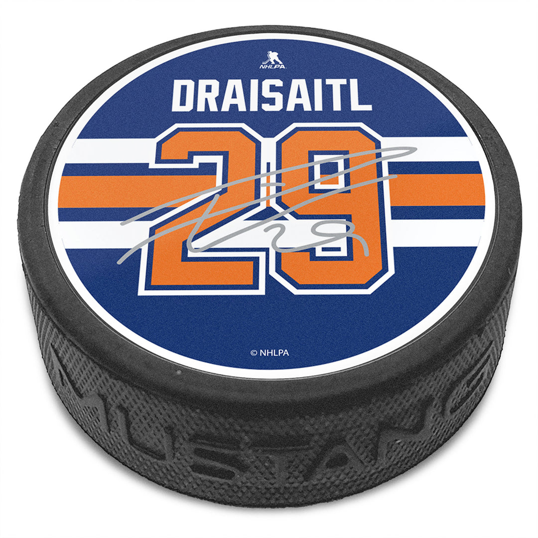 Leon Draisaitl Edmonton Oilers Mustang Royal Textured Collector's Puck