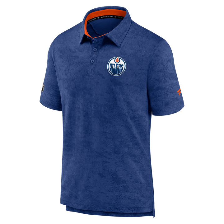 Edmonton Oilers Fanatics Authentic Pro Blue & Orange Polo