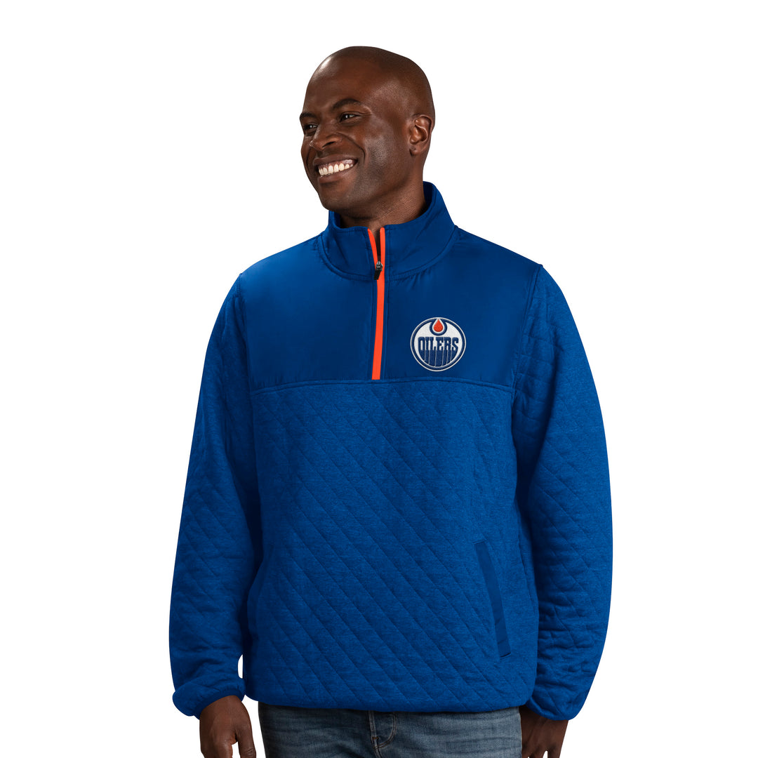 Edmonton Oilers G-III Royal Grandslam Quilted Half-Zip Jacket