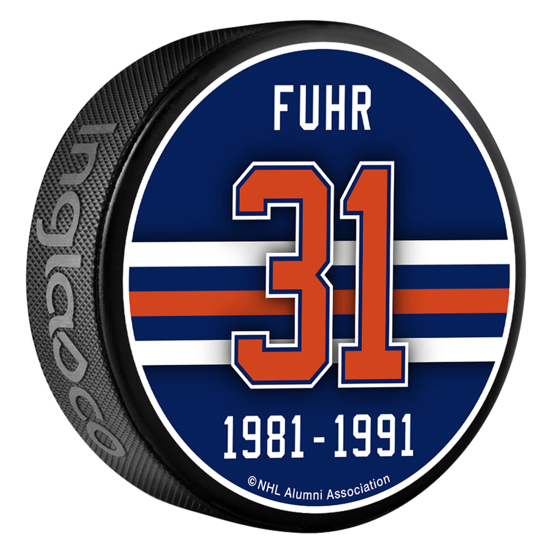 Grant Fuhr Edmonton Oilers Banner Puck