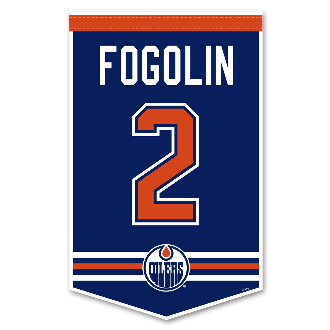 Lee Fogolin Edmonton Oilers Hall of Fame Night 15" x 24" Banner