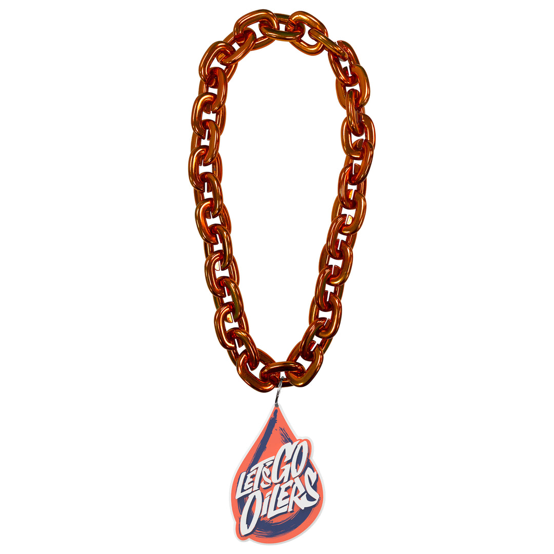 Edmonton Oilers Orange 2023 Stanley Cup Playoffs "Let's Go Oilers" Fan Chain Necklace
