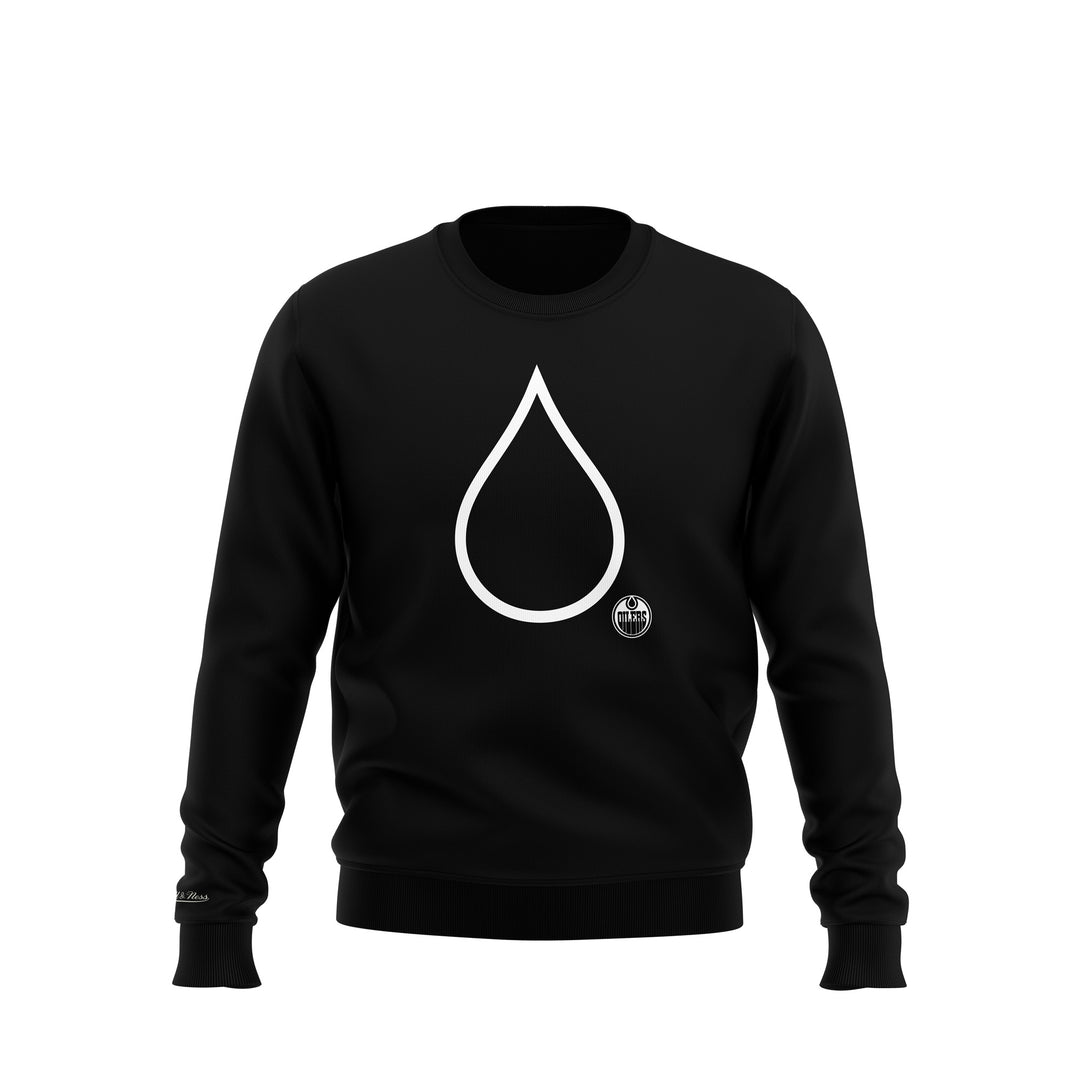 Edmonton Oilers Mitchell & Ness Negative Space Black Crewneck Sweatshirt