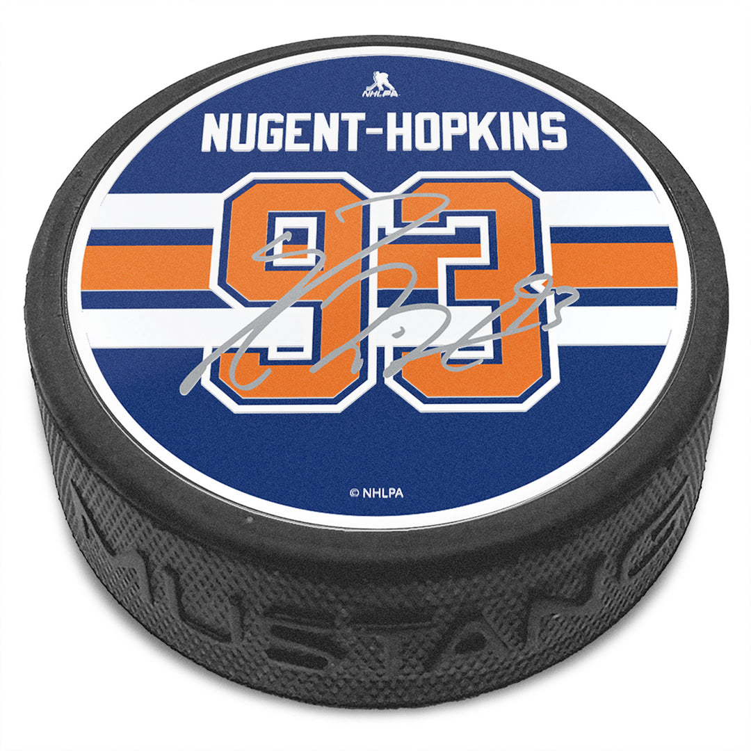 Ryan Nugent-Hopkins Edmonton Oilers Mustang Royal Textured Collector's Puck