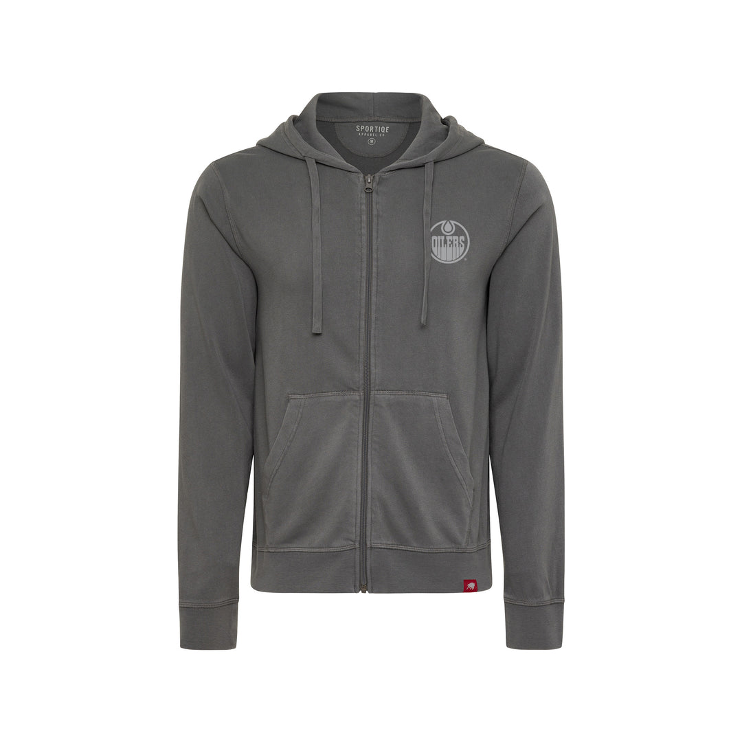 Edmonton Oilers Sportiqe Cayman Pewter Grey Full Zip Hoodie