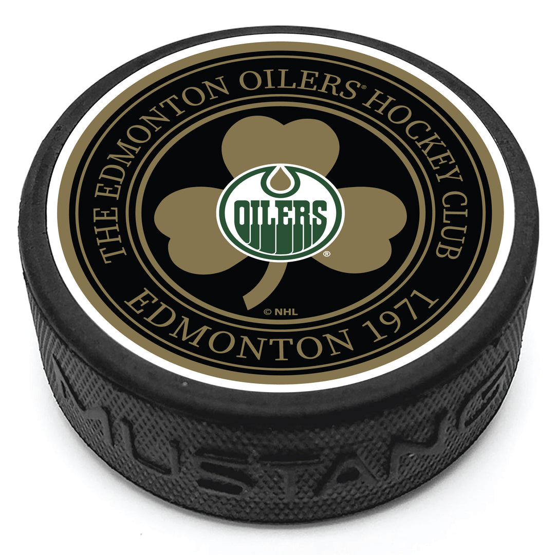 Edmonton Oilers St. Patricks Day Lucky Charm Textured Collectors Puck