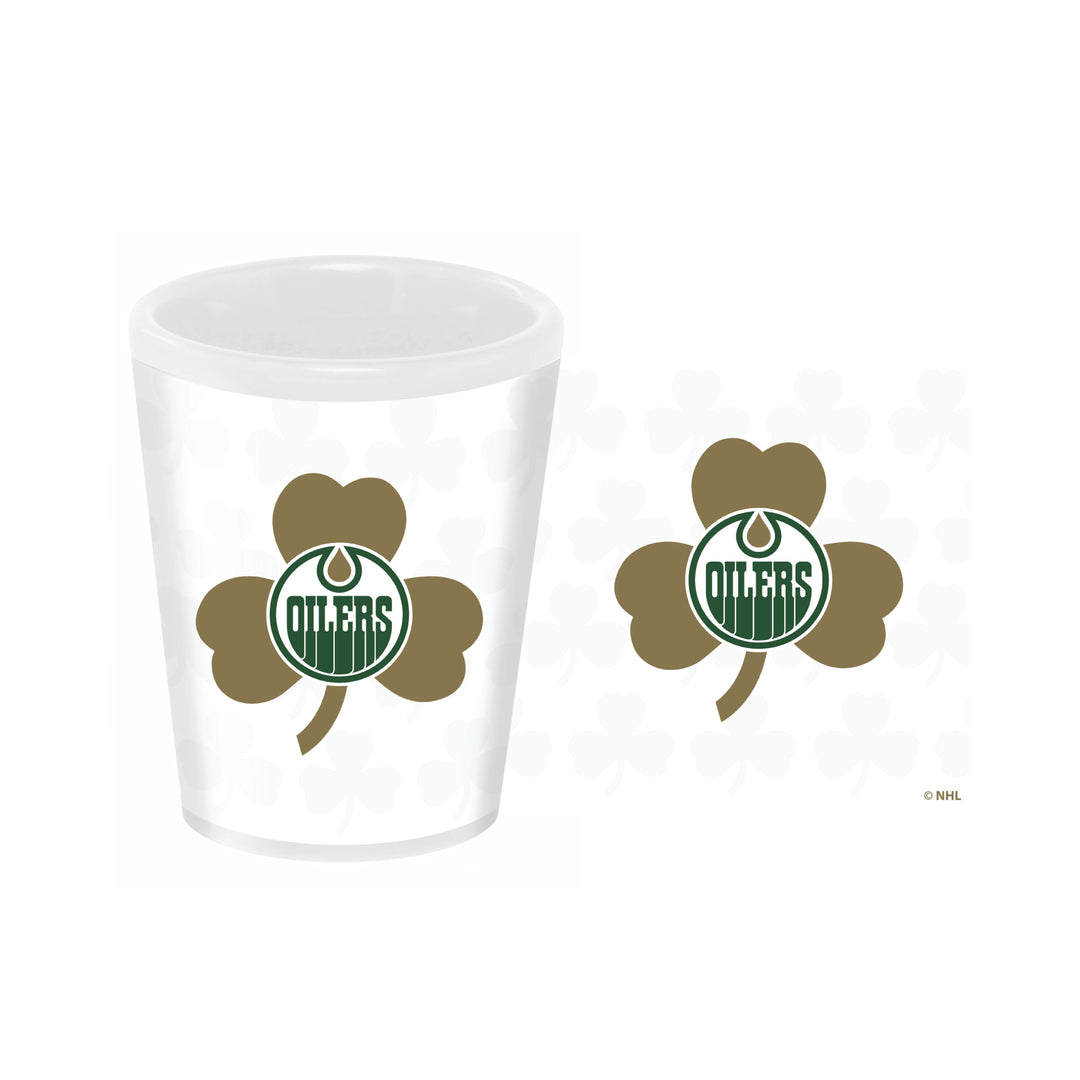 Edmonton Oilers St. Patrick's Day Lucky Charm 2 oz Sublimated Shot Glass