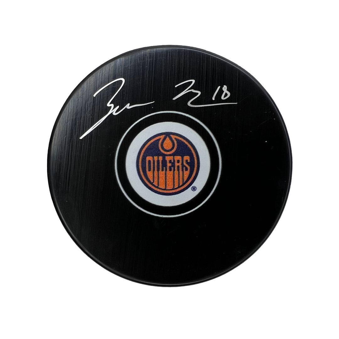 Zach Hyman Edmonton Oilers Signed Alternate Logo Puck